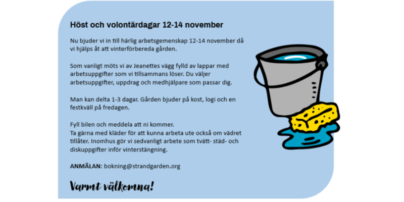 Höst och volontärdagar 12-14 nov
